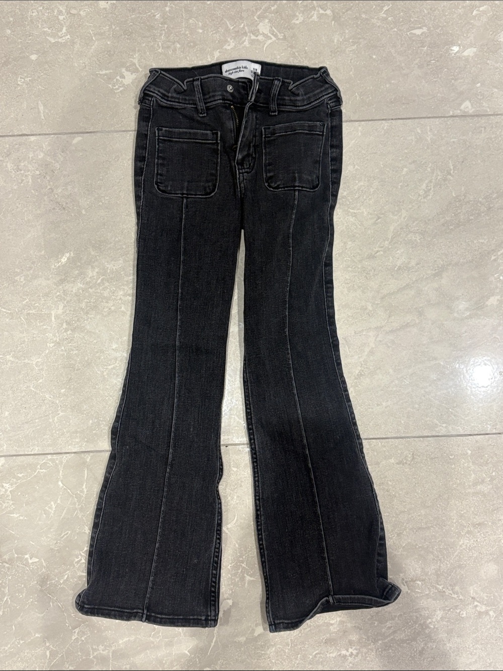 abercrombie kids Black Flared Jeans with Front Patch Pockets